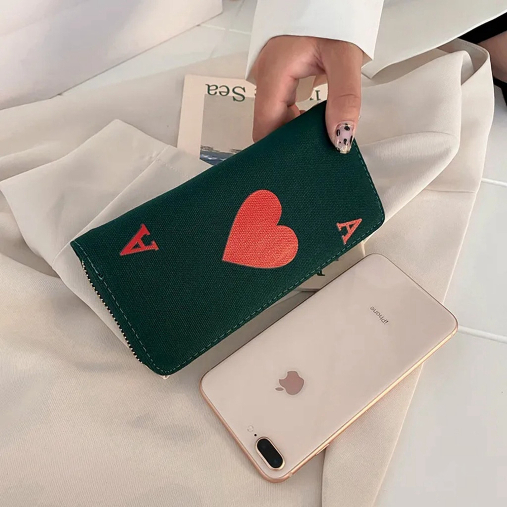 Playing Card Pattern Wallet In Green - Picture 2 of 8